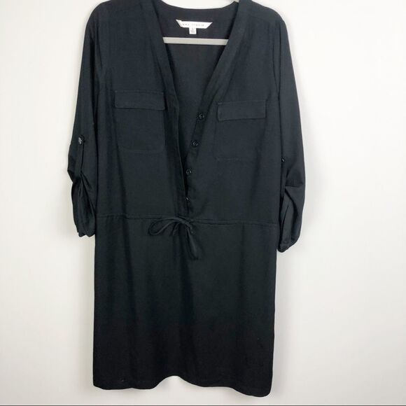 MAX STUDIO | Drawstring Waist Button Front Dress L - Picture 1 of 8